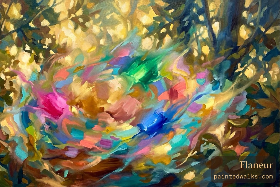 A painted postcard made from a walk